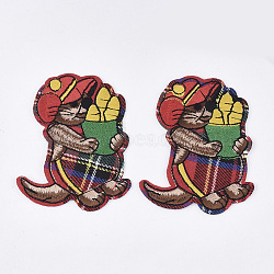 Computerized Embroidery Cloth Iron on/Sew on Patches, Appliques, Costume Accessories, Mouse, Colorful, 87x80x1.5mm(FIND-T030-207)