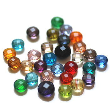 Imitation Austrian Crystal Beads, Grade AAA, Faceted, Flat Round, Mixed Color, 9.5x5mm, Hole: 0.9~1mm