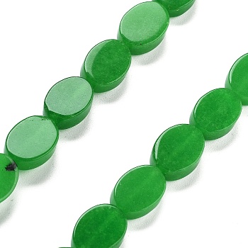 Dyed Natural Malaysia Jade Beads Strands, Oval, Lime Green, 14x10x5mm, Hole: 0.5mm, about 28pcs/strand, 15.55''(39.5cm)