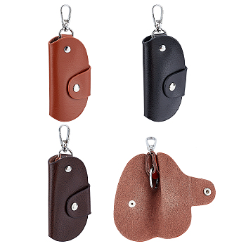 WADORN&reg 3Pcs 3 Colors Cowhide Leather Key Cases, with Platinum Alloy Clasps & Rings, Rectangle, Mixed Color, 10.4x5.4x2.2cm, 1pc/color