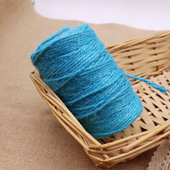 Jute Cord, Jute String, Jute Twine, for Jewelry Making, Deep Sky Blue, 3mm, about 54.68 yards(50m)/roll