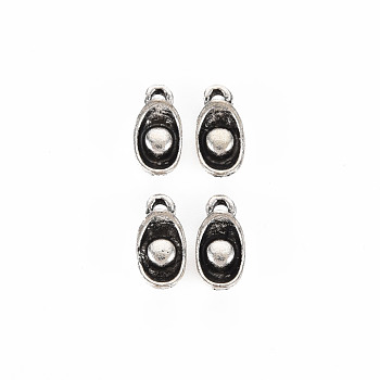 Tibetan Style Alloy Charms, Cadmium Free & Lead Free, Shoe-shaped Gold Ingot, Antique Silver, 10.5x5x3.5mm, Hole: 1.2mm, about 1950pcs/1000g