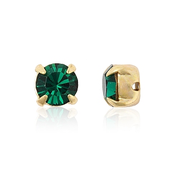 Preciosa&reg MAXIMA Crystal in Sew-On Cup, Czech Crystal, with Brass Prong Settings, 719 37 085 Chaton(Round), Golden, 50730 Emerald, SS29(6.15~6.35mm)