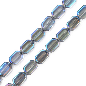 Electroplate Glass Beads Strands, AB Color, Oval, Medium Aquamarine, 9.5x6.5x3.5mm, Hole: 0.9mm, about 78Pcs/strand, 25.59 inch(65cm)