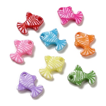 Opaque Acrylic Pendants, Craft Style, Fish, Mixed Color, 21x17x4.5mm, Hole: 2.5mm, 746pcs/500g