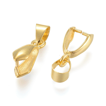 Brass Ice Pick Pinch Bails, Long-Lasting Plated, Real Gold Plated, Real 18K Gold Plated, 13x4mm, Hole: 4x6mm, Inner Size: 7x4.5mm, Pin: 0.7mm