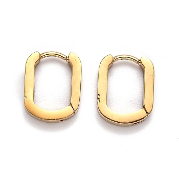 304 Stainless Steel Huggie Hoop Earrings, Oval, Golden, 14x11x3mm, Pin: 1mm