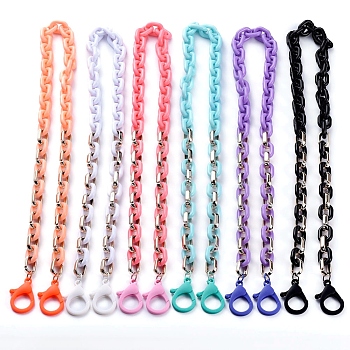 Personalized Acrylic & CCB Plastic Cable Chain Necklaces, Eyeglasses Chains, Handbag Chains, with Plastic Lobster Claw Clasps, Mixed Color, 26.97 inch(68.5cm)