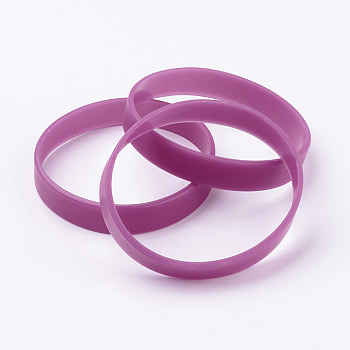Silicone Wristbands Bracelets, Cord Bracelets, Old Rose, 7-1/8 inch(18cm), 12x2mm
