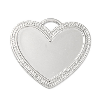 Anti-Tarnish 304 Stainless Steel Pendants, Heart Charm, Stainless Steel Color, 33.5x36.5x1.5mm, Hole: 5mm