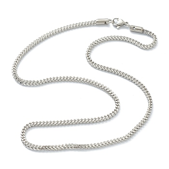 304 Stainless Steel Wheat Chain Necklaces, with Lobster Claw Clasps, Stainless Steel Color, 19.68 inch(50cm), 3mm