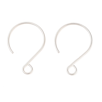 925 Sterling Silver Earring Hooks, Balloon Ear Wire with Loops, Silver, 24x16x0.5mm, Hole: 3mm, Pin: 0.5mm