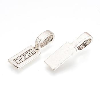 Tibetan Style Alloy Glue-on Flat Pad Bails, Rectangle, Cadmium Free & Lead Free, Antique Silver, 26x8x1mm, Hole: 5x8mm, about 730pcs/1000g