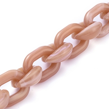 Transparent Acrylic Handmade Cable Chain, Oval, Blanched Almond, 20x18x8mm, about 39.37 inch(1m)/strand