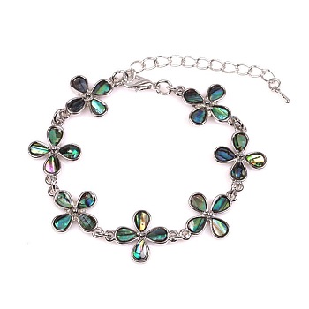 Flower Natural Abalone Shell/Paua Shell Link Bracelets for Women