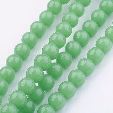 Glass Beads Strands, Round, Lime Green, 8mm, Hole: 1mm, about 40pcs/strand, 12 inches~12.4 inches(30cm~31cm)(X-GLAA-I004-05-8mm)