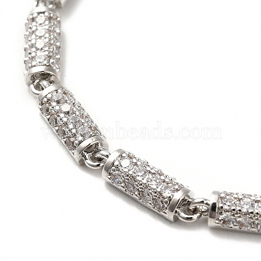 Clear Cubic Zirconia Column Link Chain Bracelet(BJEW-E073-01P)-2