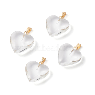 Golden Clear Heart Iron+Glass Pendants