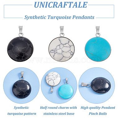 unicraftale 12pcs 3 couleurs pendentifs turquoise synthétique(STAS-UN0039-61)-5