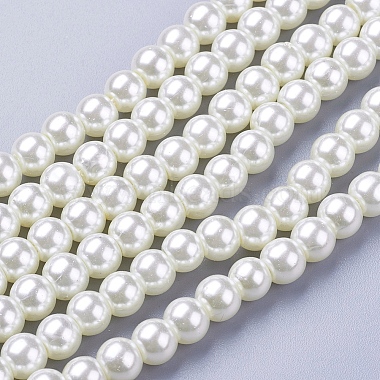 6mm Ivory Round Glass Pearl Beads