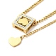 Crystal Rhinestone Square with Heart Tassel Pendant Necklace(NJEW-G085-04G)-1