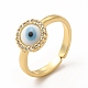 Lampwork Evil Eye Open Cuff Ring with Clear Cubic Zirconia(RJEW-L104-01G-03)-1