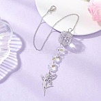 Glass Round & Octagonal Beads Hanging Suncatchers, Stainless Steel Elf Charms for Outdoor & Garden Decor, Clear AB, 360mm(HJEW-JM04617-02)