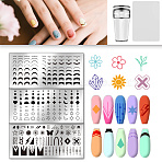 Stainless Steel DIY Nail Art Templates, Template Tool, Rectangle, Mixed Shapes(MRMJ-UN0001-016)