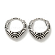 316 Surgical Stainless Steel Hoop Earrings for Women and Men, Triangle Design, Ring, Antique Silver, 16.5x15mm(EJEW-D096-20F-AS)