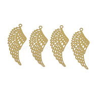 430 Stainless Steel Filigree Pendants, Spray Painted, Etched Metal Embellishments, Wing, Goldenrod, 35x15x0.5mm, Hole: 1.5mm(STAS-S108-19E)
