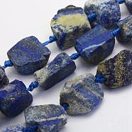 Natural Lapis Lazuli Beads Strands, Nuggets, 17~30.5x11~26x11~26mm, Hole: 2mm, about 16~19pcs/strand, 15.7 inch(40cm)(G-G697-E09)