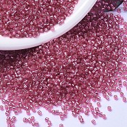 MIYUKI Delica Beads, Cylinder, Japanese Seed Beads, 11/0, (DB1338) Dyed Silver Lined Rose, 1.3x1.6mm, Hole: 0.8mm, about 10000pcs/bag, 50g/bag(SEED-X0054-DB1338)
