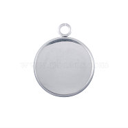 304 Stainless Steel Pendant Cabochon Settings, Plain Edge Bezel Cups, Flat Round, Stainless Steel Color, Tray: 20mm, 25x22x2mm, Hole: 3mm(STAS-Q204-PJ172-20-01)