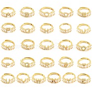 26Pcs 26 Style Initial Letter A~Z Clear Cubic Zirconia Adjustable Rings Set, Brass Alphabet Rings for Women, Lead Free & Cadmium Free, Real 18K Gold Plated, US Size 5 3/4(16.3mm), 1Pc/style(RJEW-Q781-17G)