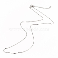 Iron Cable Chain Necklace Making, with Chain Extender & Lobster Claw Clasp, Platinum, 20-1/2 inch(52cm), 0.15cm(MAK-I019-01C-P)
