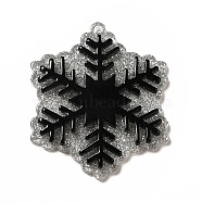 Acrylic Pendants, with Glitter Powder, Snowflake Charm, Black, 45x38x4mm, Hole: 1.4mm(OACR-B003-03B)