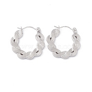 304 Stainless Steel Wave Hoop Earrings for Women, Stainless Steel Color, 21.5x22x2mm, Pin: 0.6mm(EJEW-I267-05P)