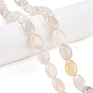 Natural White Agate Beads Strands, Flat Oval, 14x10x5.5mm, Hole: 1.2mm, about 28pcs/strand, 15.55''(39.5cm)(G-M206-34)