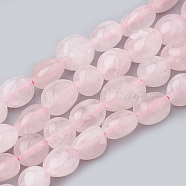 Natural Rose Quartz Beads Strands, Oval, 8~15x8~10x4~10mm, Hole: 1mm, about 36~42pcs/strand, 15.7 inch(G-S331-8x10-017)