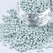 Glass Seed Beads, Baking Paint, Round Hole, Round, Honeydew, 2~3x1.5~2mm, Hole: 0.8mm, about 450g/Pound(SEED-S060-A-F408)