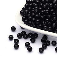 6MM Black Chunky Bubblegum Acrylic Round Solid Beads, Size: about 6mm in diameter, Hole: 2mm(X-PAB702Y-7)