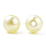 Spray Painted ABS Plastic Imitation Pearl Beads, Round, Lemon Chiffon, 10x9.5mm, Hole: 2mm, about 1040 pcs/500g(OACR-T015-05C-20)