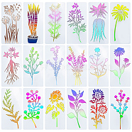 PET Plastic Drawing Painting Stencils Templates, Rectangle, Flower, 152x76x0.3mm, 18pcs/set(DIY-WH0502-62A)