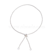 304 Stainless Steel Rolo Chain Slider Bracelet Making, Bolo Bracelet, with 304 Stainless Steel Jump Rings, Brass Beads and 202 Stainless Steel Beads, Silver Color Plated, 12 inch(30.5cm), 0.2cm(AJEW-JB01116-01)