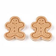 Resin Decoden Cabochons, for Christmas, Imitation Food Biscuits, Gingerbread Man, Wheat, 27x22~23x6mm(CRES-N022-05)