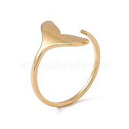 Ion Plating(IP) 201 Stainless Steel Whale Tail Shape Open Cuff Ring for Women, Real 18K Gold Plated, US Size 6 1/2(16.9mm)(RJEW-C045-09G)
