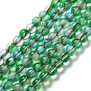 Synthetic Moonstone Beads Strands, Round, Green, 6mm, Hole: 1mm, about 31pcs/strand, 7.20 inch(18.3cm)(G-P528-J01-14)