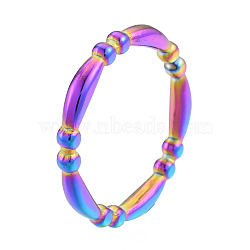 Ion Plating(IP) 201 Stainless Steel Finger Ring for Women, Rainbow Color, US Size 7 3/4(17.9mm)(RJEW-N038-129M)