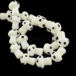 Mushroom Handmade Lampwork Beads Strands, White, 16x12mm, Hole: 2mm, about 20pcs/strand, 13.7 inch(X-LAMP-R116-18)