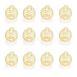 Iron Wire Pendants, Spiral Bead Cage Pendants, Round, Golden, 25~26x20mm, Hole: 5~6mm(IFIN-R231-20mm-G)